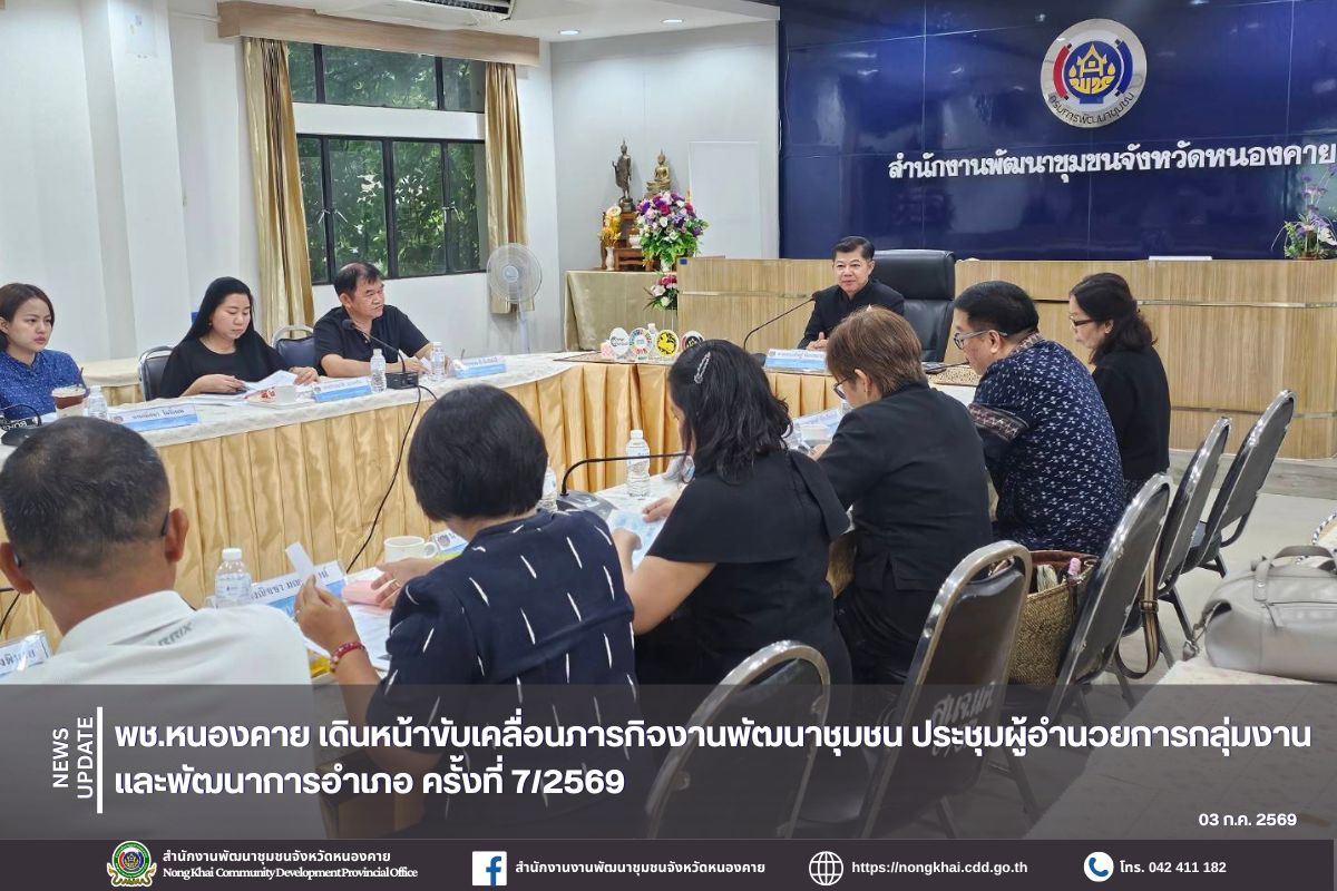 พช.หนองคาย เดินหน้าขับเคลื่อนภารกิจงานพัฒนาชุมชน ประชุมผู้อำนวยการกลุ่มงาน และพัฒนาการอำเภอ ครั้งที่ 7/2569